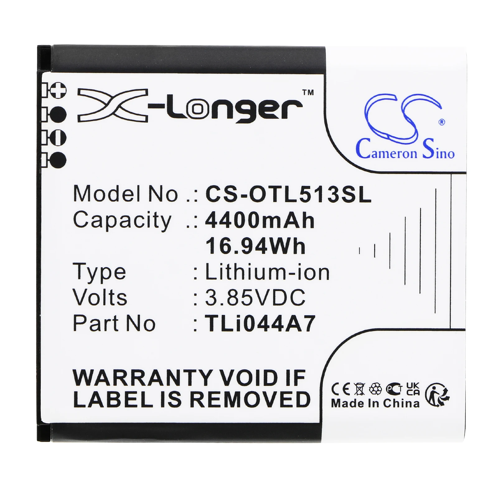 

CS TLi044A7 TLi044A7 4400mAh Battery for Alcatel Link Zone 5G UW MW513U Li-ion 3.85V 16.94Wh Link