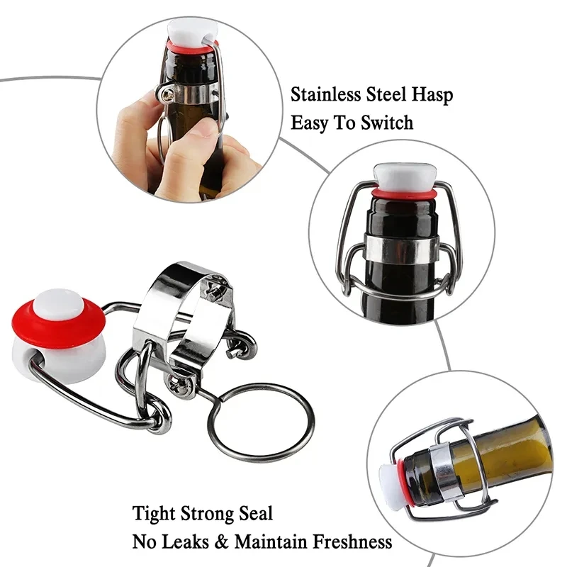 Flip Top Cap Stopper Swing Top Glass Bottle Cap Root Food Grade Homebrew Beer Wine Bottles Replacement Swing Caps 12Pcs/lot