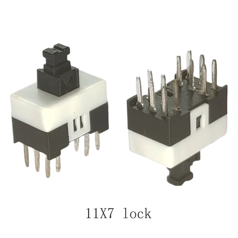 10PCS/Lot 11MM*7MM Self-locking Power On Off Switch Micro Switch 12pin DIP Latching Press Button Switch