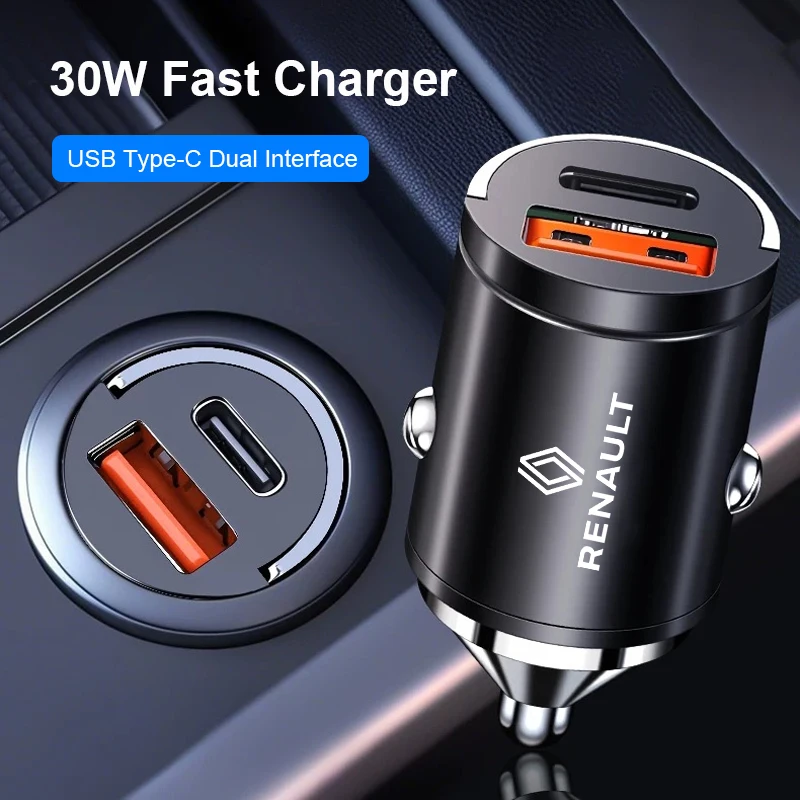 

Автомобильное зарядное устройство с двумя портами USB, 200 Вт, адаптер для сверхбыстрой зарядки для Renault Clio Koleos Megane Espace QM6 Kadjar Captur Scenic D