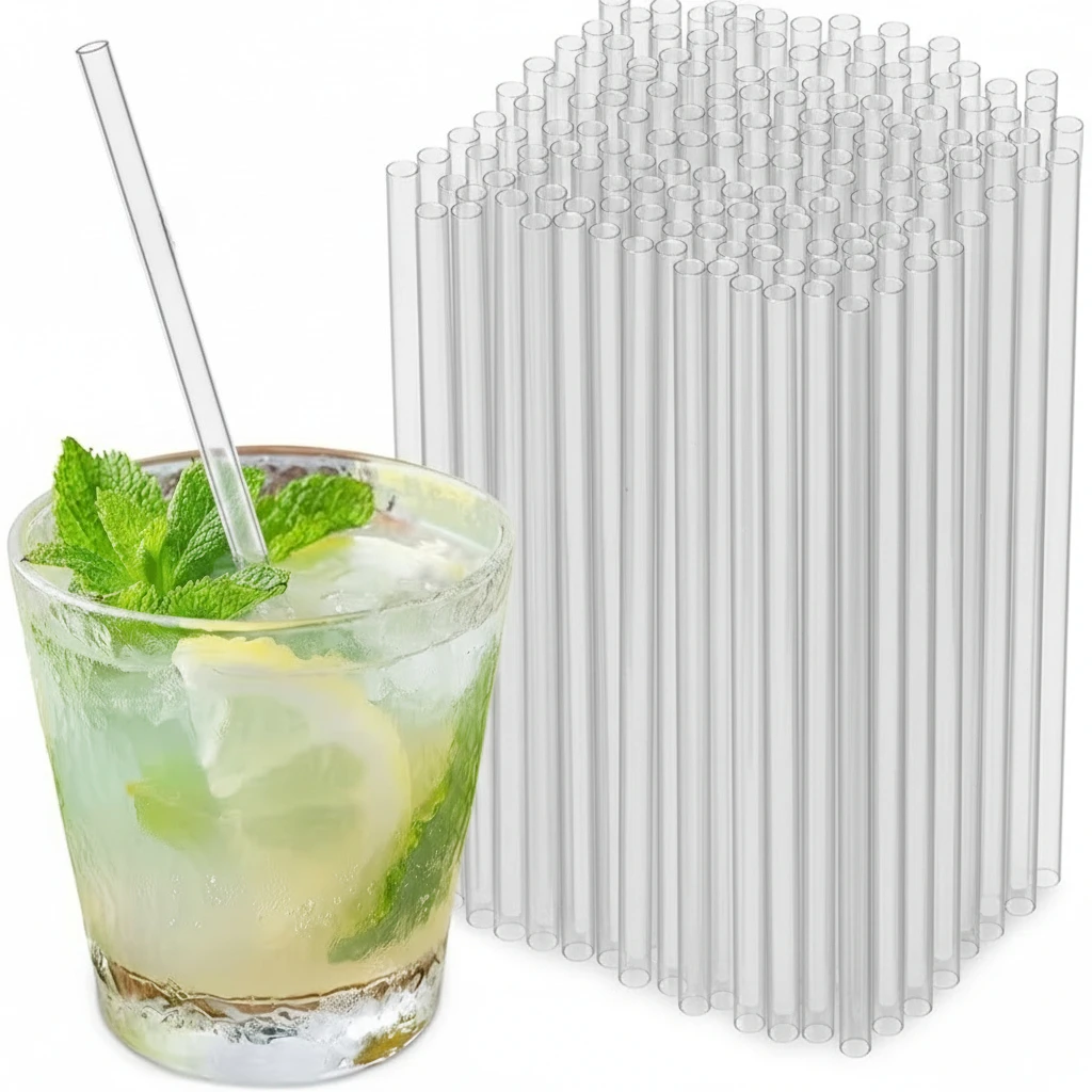 100-500 Count Disposable Hard Plastic Straws Pointed Tip for