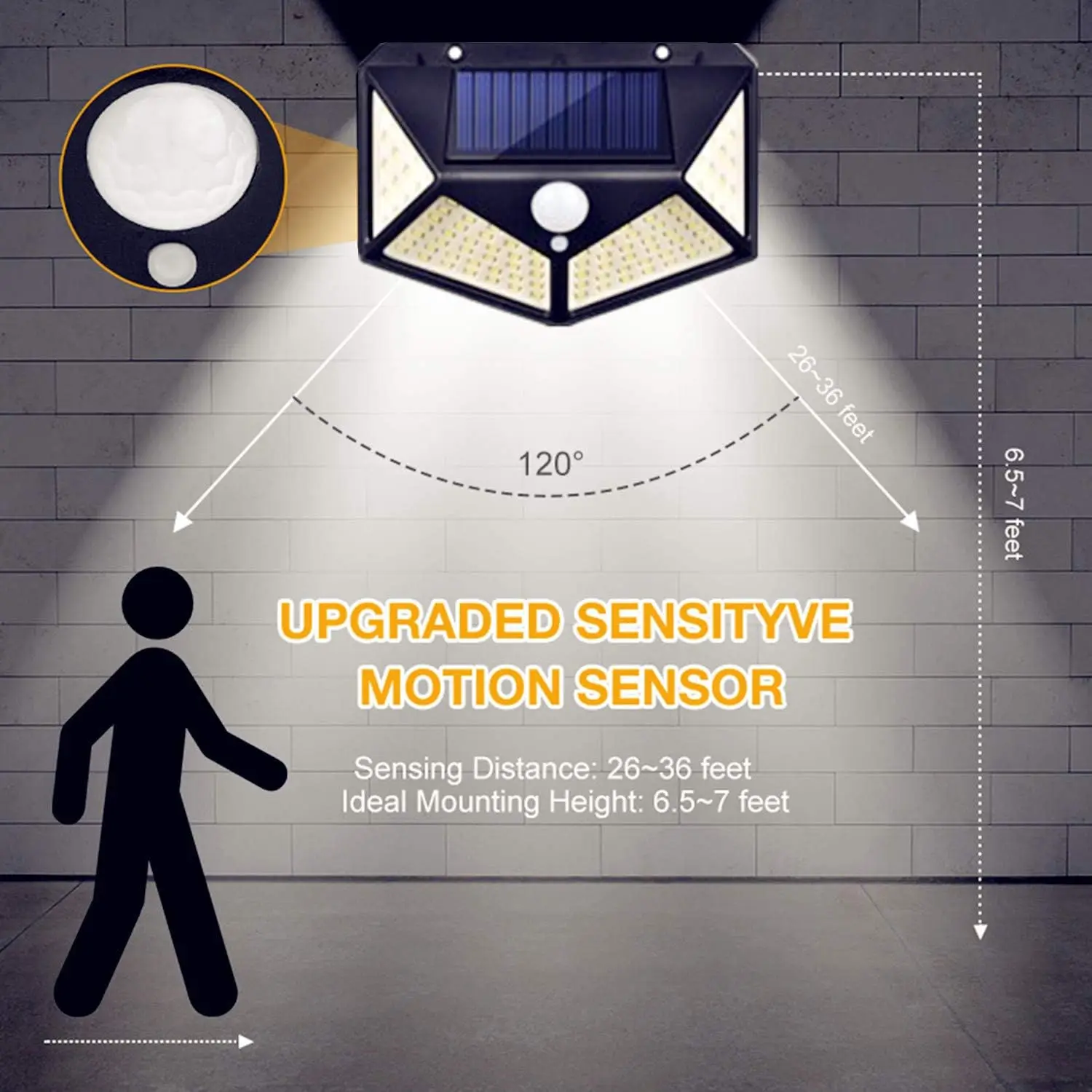 Solar Lights Outdoor, 2/4/6/8 Pack 100 LED Solar Motion Sensor Lights, 3 Lighting Modes, 270° Wide Angle Illumination, Solar Powered Waterproof Security Wall Lights for Backyard, Garden, Fence, Patio, Front Door and Outdoor Areas