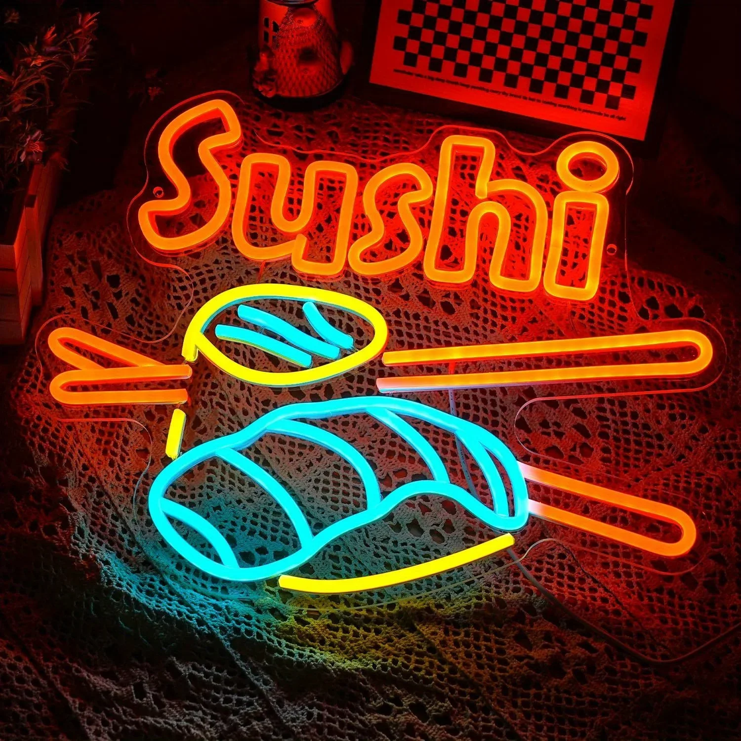 Sushi Neon Sign LED Sushi Light Sign Wall Decoration USB Powered Bright Neon Sushi Sign Shops Sushi Restaurant Kitchen Party