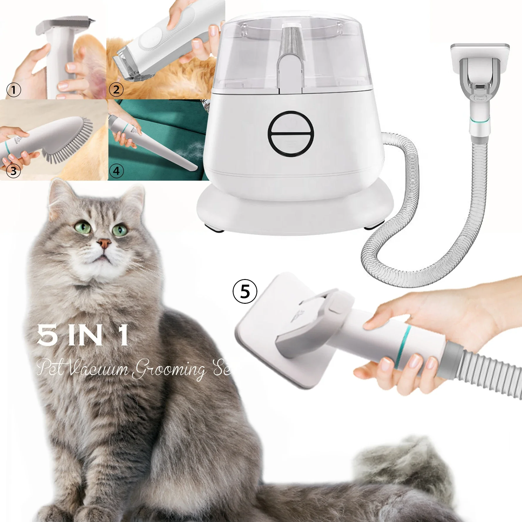 

Rebranding 5 In 1 Pet Hair Remover Vacuum Fur Cleaner Electric Animals Cat Accessories Tool Pet Hair Vacuum Dog Pet Grooming Kit