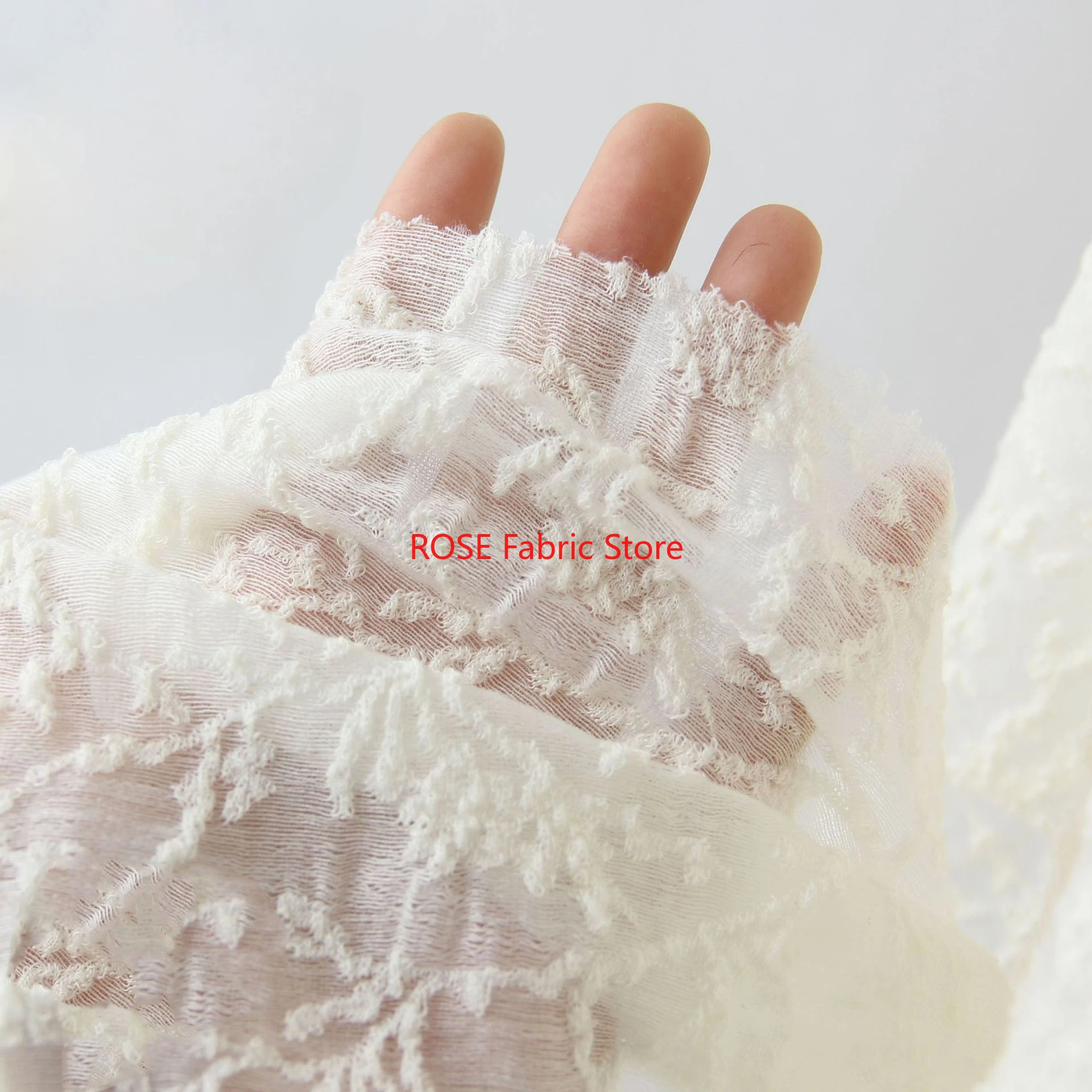 

1 yard Plum Blossom Branch Smooth Wool Polyester Jacquard Fabric Soft Elastic Designer Fabric