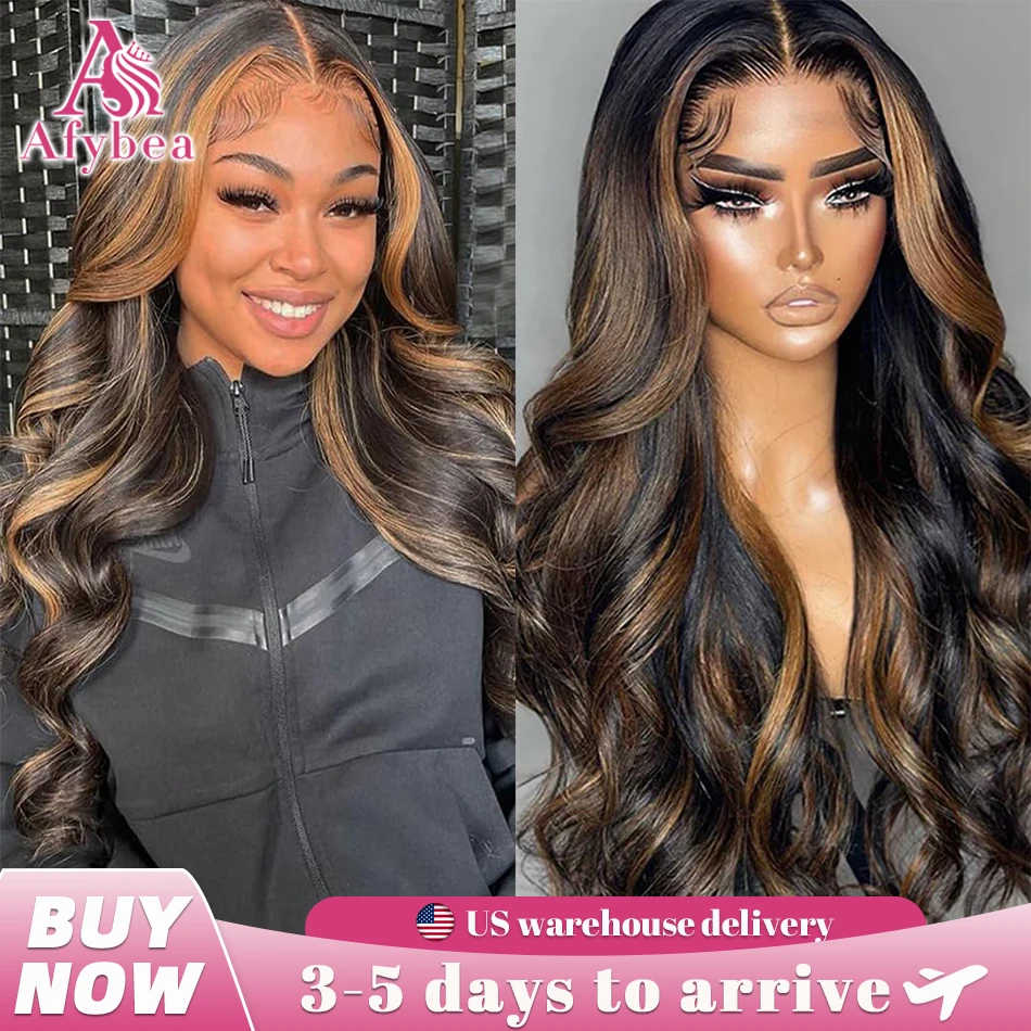 

Парик Afybea1B/30 Balayage Highlight Ombre с кружевной передней частью, 36 дюймов, из натуральных индийских волос, с эффектом Body Wave, предварительно выщипанный