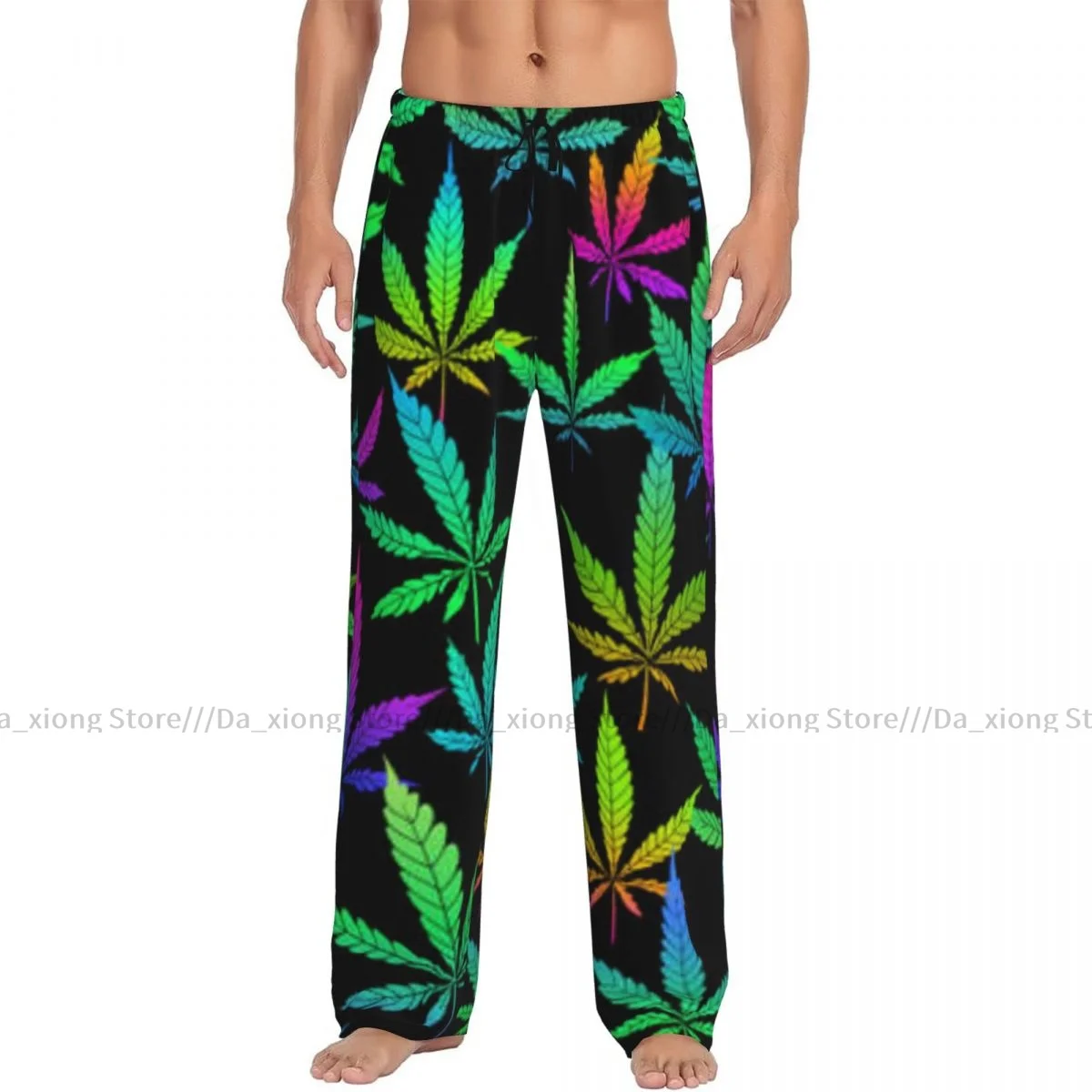 Men's Casual Pajama Sleeping Pants Rainbow Plant Leaves Lounge Loose Trousers Comfortable Nightwear