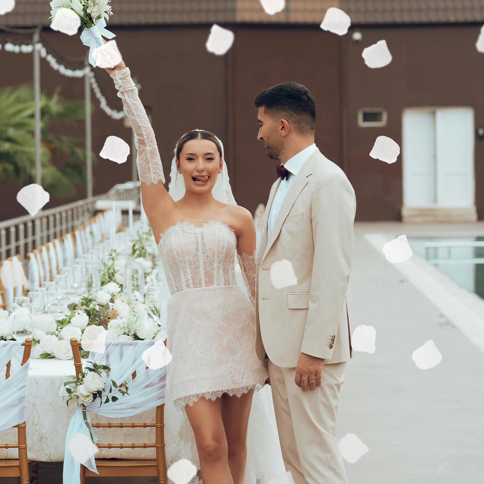 

1200pcs Artificial Rose Petals Silk Wedding Decor White Flowers Party Romantic Valentine Proposal Event Accessories