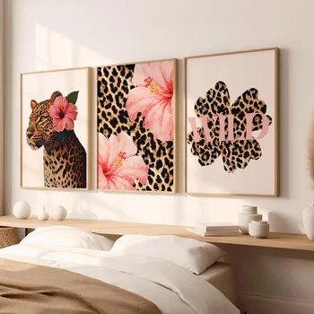 Y2K Leopard Hibiscus Wall Art 1