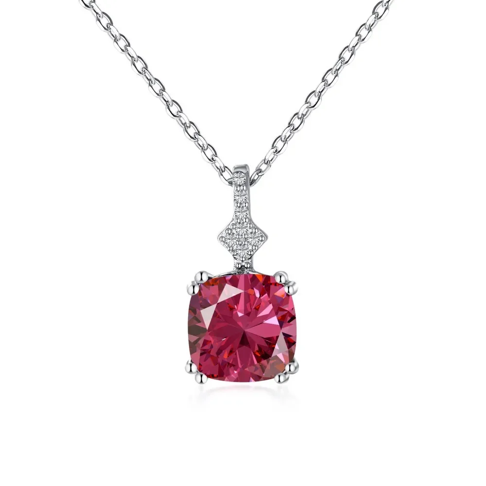 S925 Sterling Silver Necklace Diamond Cube Colored Zirconia High Grade Banquet Cross border Wedding Jewelry Ladies
