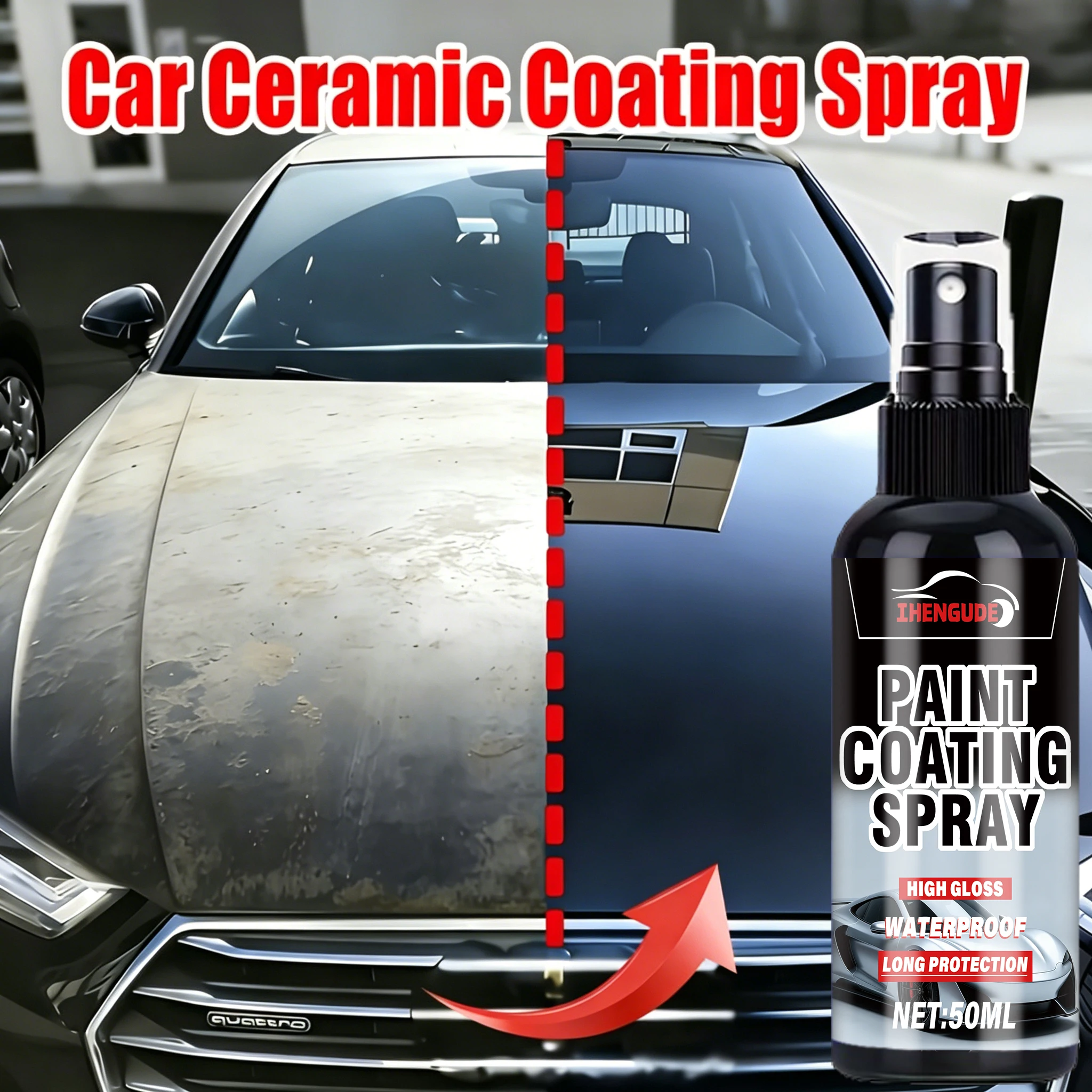 Car Paint Crystal Coating Spray - Car Crystal Coating Spray, Paint Shine Enhancer, Forms a Film with One Spray, Quickly Enhances Gloss, Instantly Restores the Mirror-Like Effect of Car Paint, High-Gloss Long-Lasting Protective Coating, Effectively Prevents Dirt, Dust, and Oxidation, Delays the Aging of Car Paint, Easy to Use, Does Not Damage Surfaces, Suitable for Multiple Areas Such as Car Paint, Glass, Wheel Rims, Rearview Mirrors, Metal Parts, Ceramic Coating Spray, Hydrophobic Coating Spray