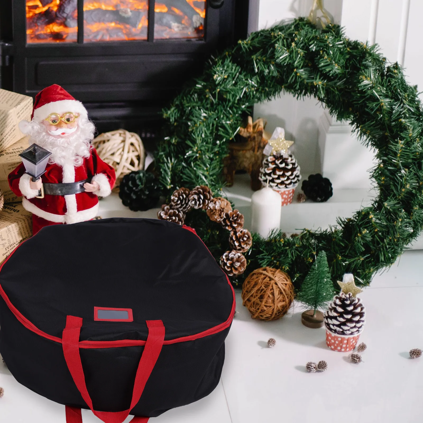 

1Pcs Oxford Cloth Christmas Wreath Storage Bag Large Round Portable Waterproof Festival Gift Storage Xmas Wreath Bag