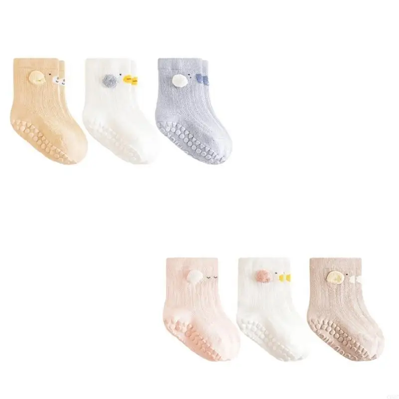 

C63C 3 Pair Baby Boneless Socks Comfortable Cotton Calf Length Socks for Infant Boys Girls Cartoon 2025 Spring Socks Set