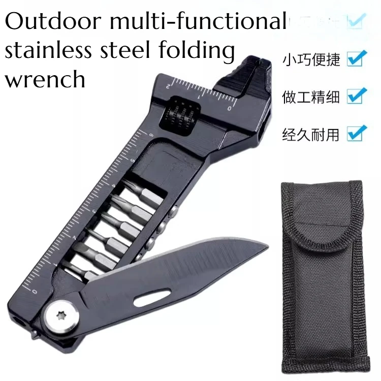 

EDC Outdoor Multi-functional Wrench Stainless Steel Portable Folding Camping Self-defense Car Emergency Survival Pocket Tool