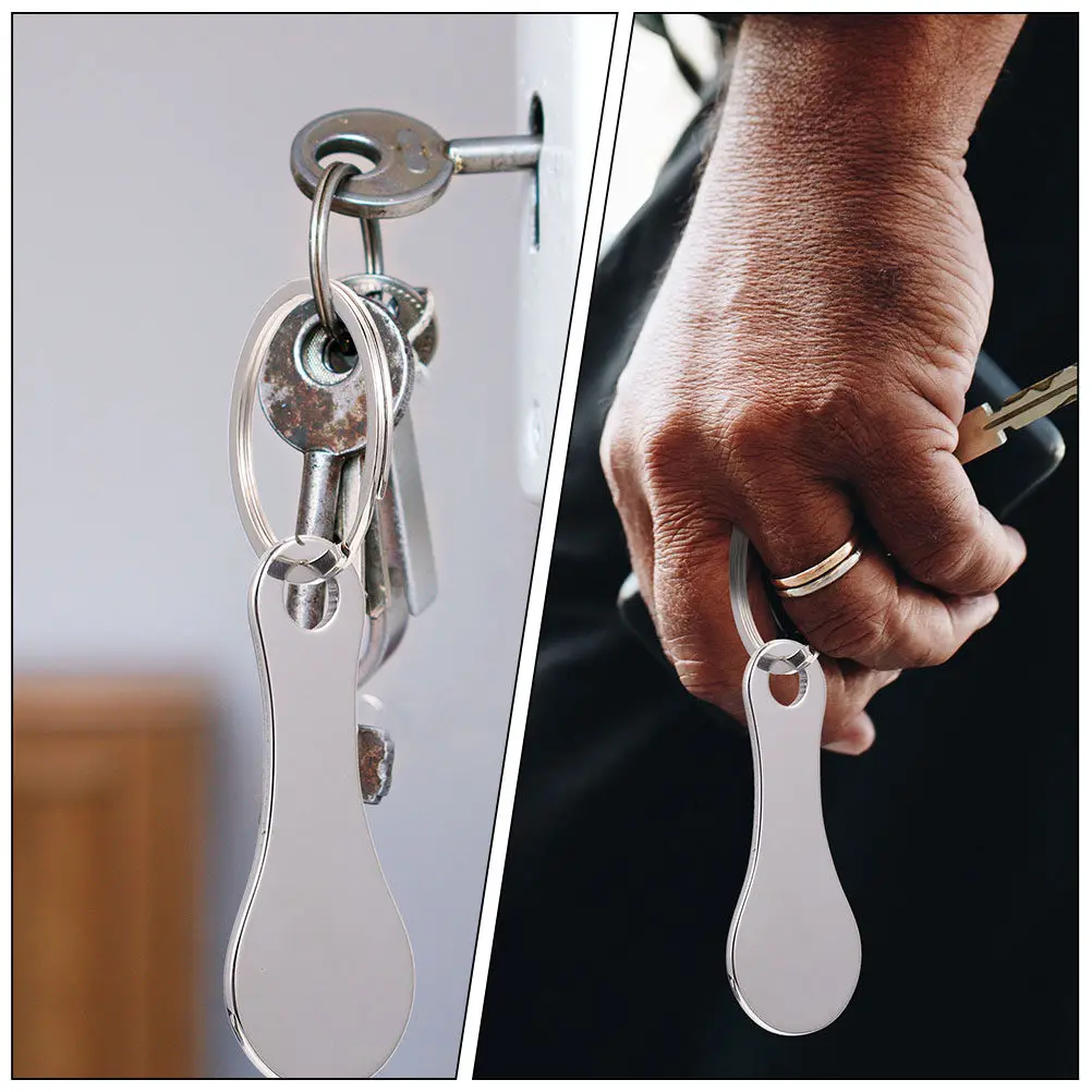 6Pcs Stainless Steel Shopping Trolley Token Keychain Quarter Holder Portable Universal Cart Remover for Supermarket Grocery