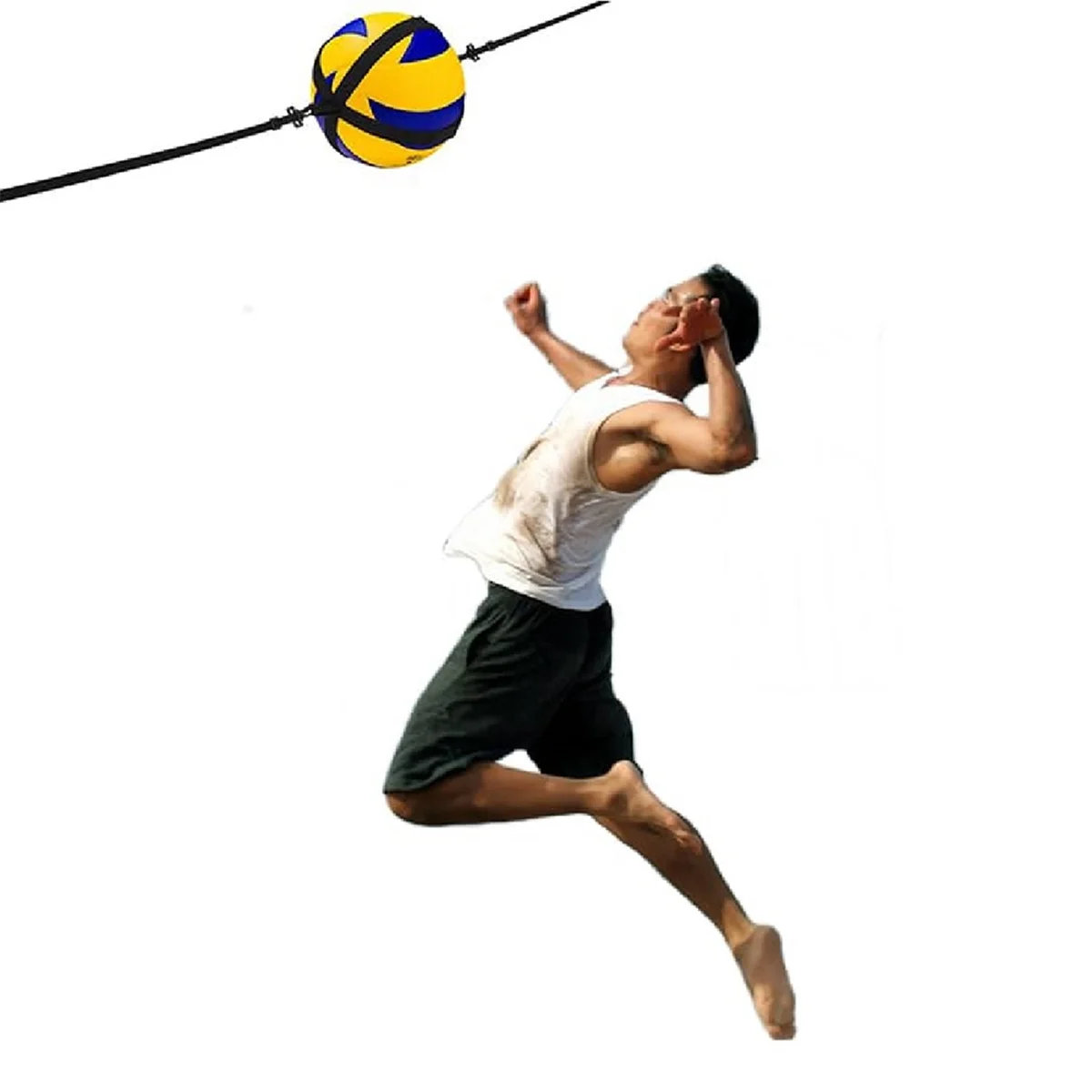 

A51Q-Volleyball Training Aid, Volleyball Spike Hitting Serving Trainer, Adjustable Volleyball Training Belt Bouncing Trainer