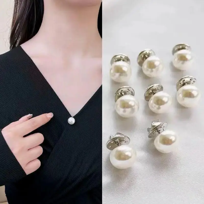10PCS Eco-Friendly Pearl Button Pins Safety Decor Covers for DIY Hats Shoes Clothing Scarves Handmade Art Projects