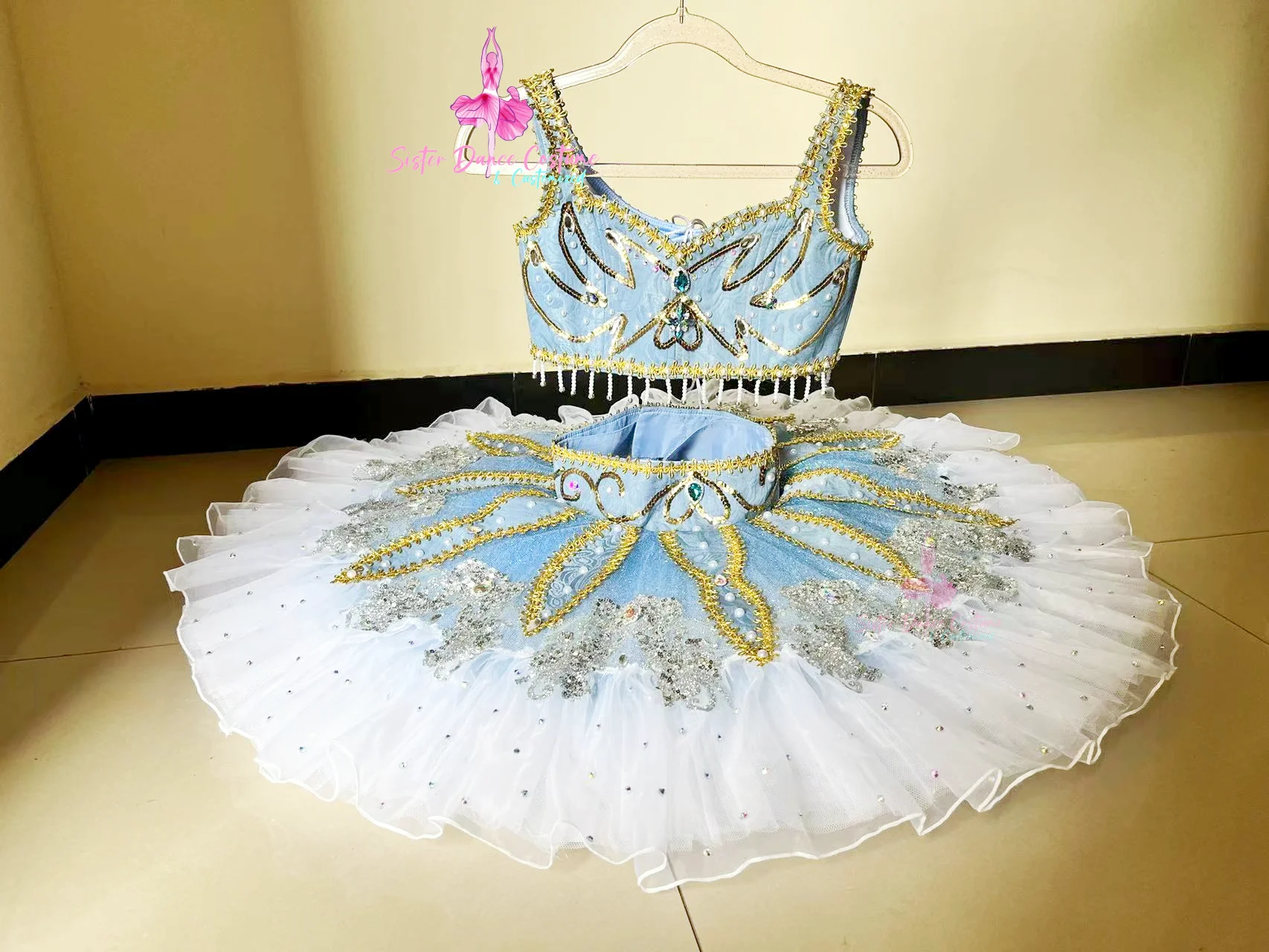 Vestido de ballet profesional para adultos, falda de placa de tutú, Pirata, dos secciones, partido dividido