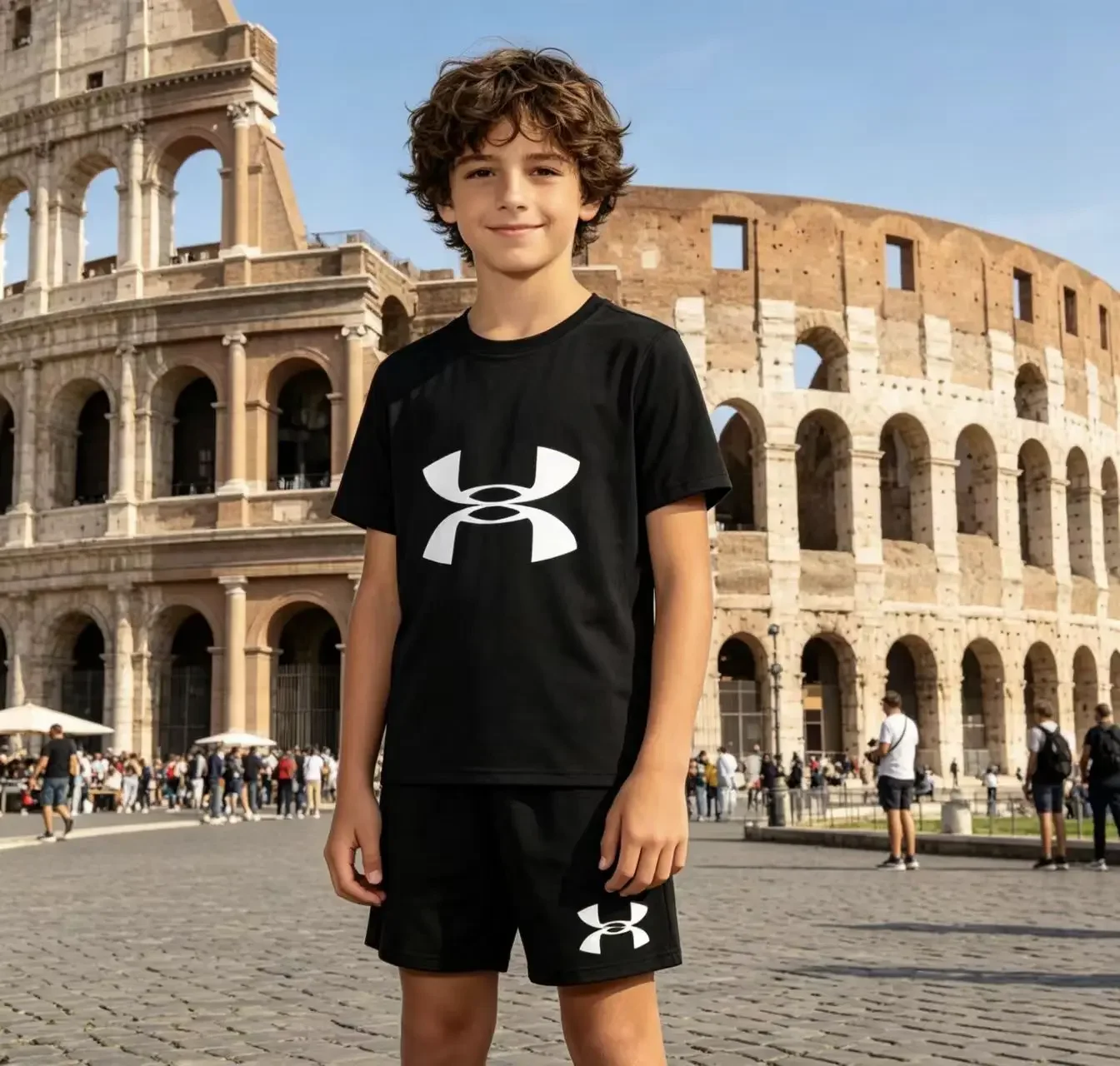 

Kids Trendy Simple Letter Print Summer Fashion Breathable Tees+Shorts 2pcs Sportsuits 4-13 Years Boys Girls Outfits Clothes Sets
