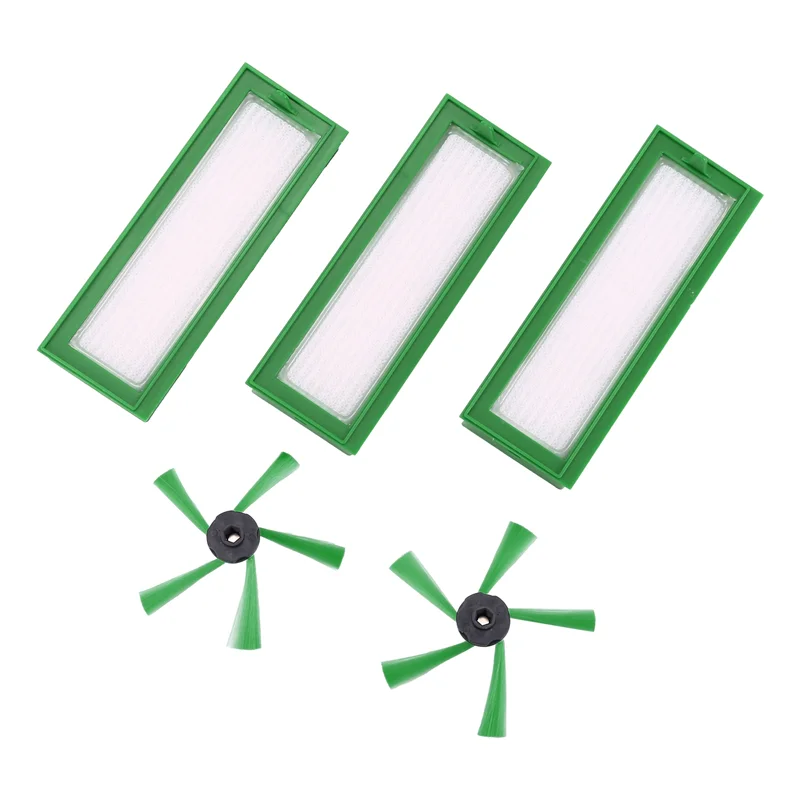 YCOC-Juego de accesorios para robots aspiradores Vorwerk Kobold VR200 y VR300, 3 filtros HEPA y 2 cepillos laterales