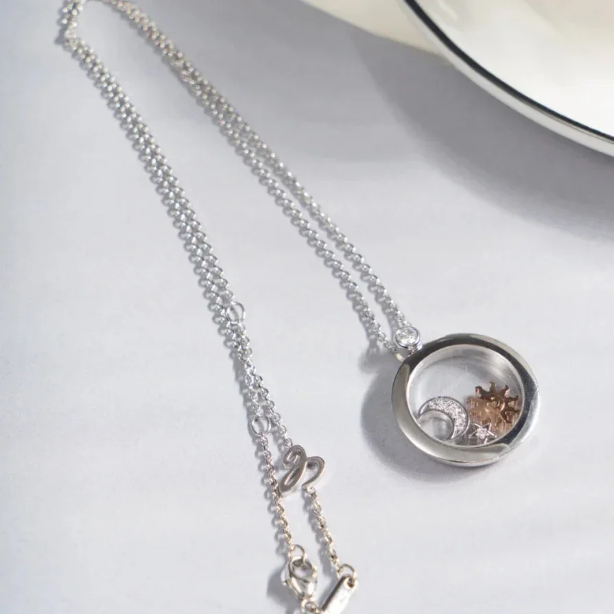 

High-Quality Can Move Moon And Star Stone Pendant Necklace For Women Fashion Jewelry Party Gift