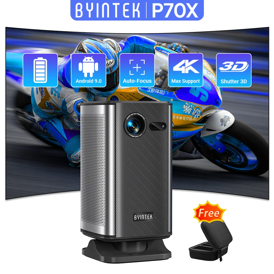BYINTEK P70S 小型プロジェクター 4K対応 内蔵バッテリー S6c25f79aa8b1474ba11195d45b356