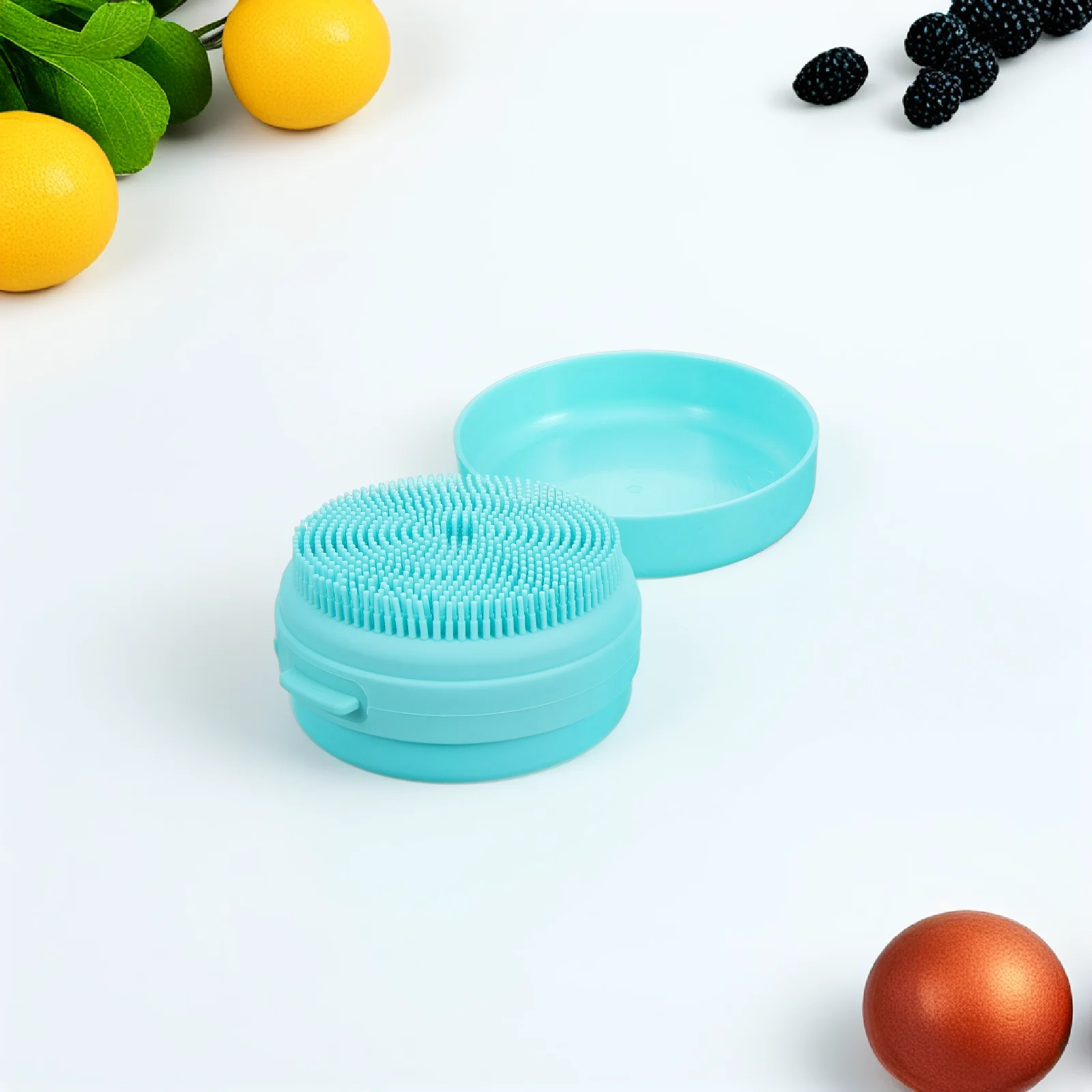 

Exfoliating Body Brush Silicone Bath Scrubber with Integrated Soap Case Safe for and Adult Skin Portable Hygienic Shower