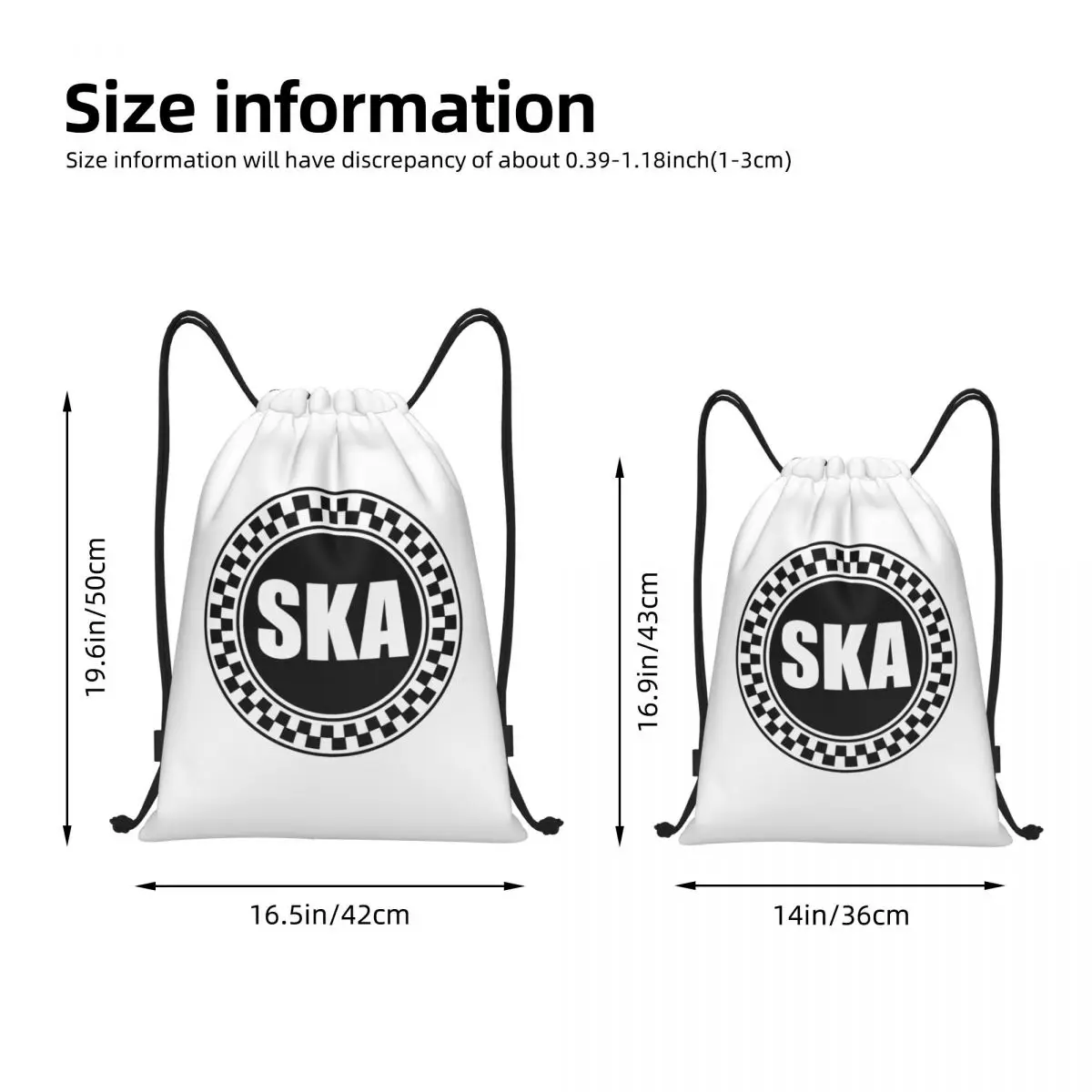 2 Tone Music SKA-rock SKA Logo Drawstring Backpack Gym Sports Sackpack Two Tone 2Tone SKA Check String Bags for Exercise