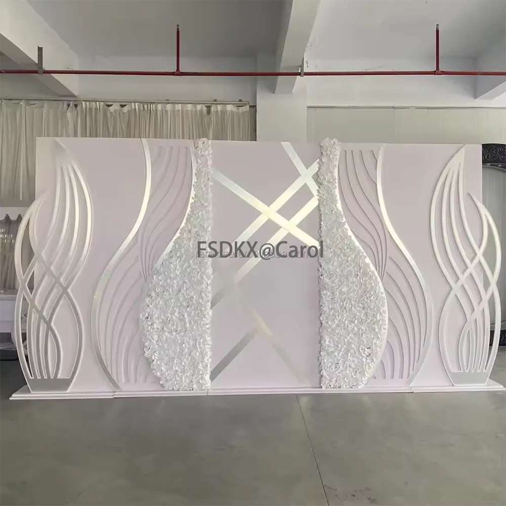 شعبية الفضة الاكريليك الزفاف مرحلة زخرفة خلفية بيضاء مستطيل خلفية الزفاف #4