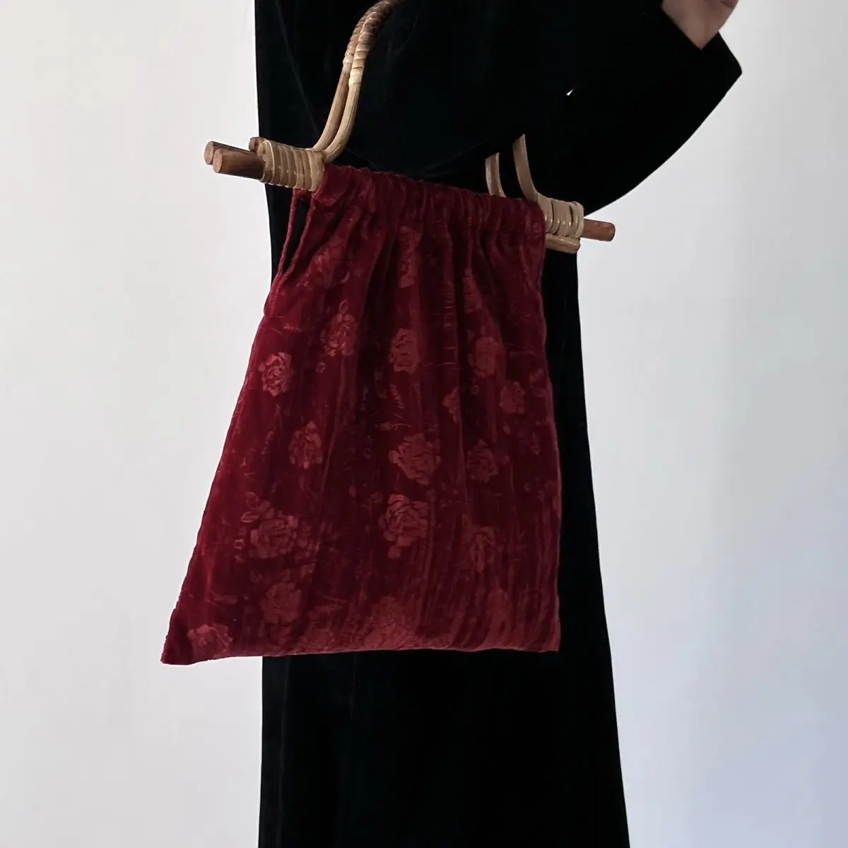 Vintage Red Rose Bag Bags Women's Handbags Purses Bags Women Wood Hand Bag image 5