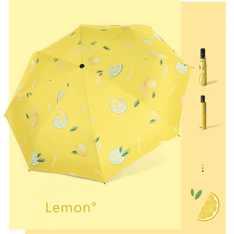 Cute Fruit Girls Umbrella Automatic Folding Clear Umbrella Rain Women Sun Protect UV Parasol Umbrella 8K Windproof Paraguas