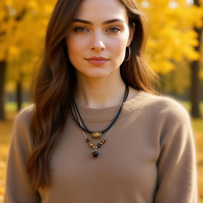 Vintage marrón cámara Melard cuadrado ojo de tigre piedra colgante collar de cuero para Mujeres Hombres Punk Hip Hop Y2K encanto nuevos accesorios