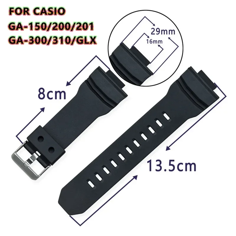 TPU Watchband for Casio GA-150/200/300 Bracelet Rubber Watch Strap Sport Replace Wristband Watch Accessories Band 16mm