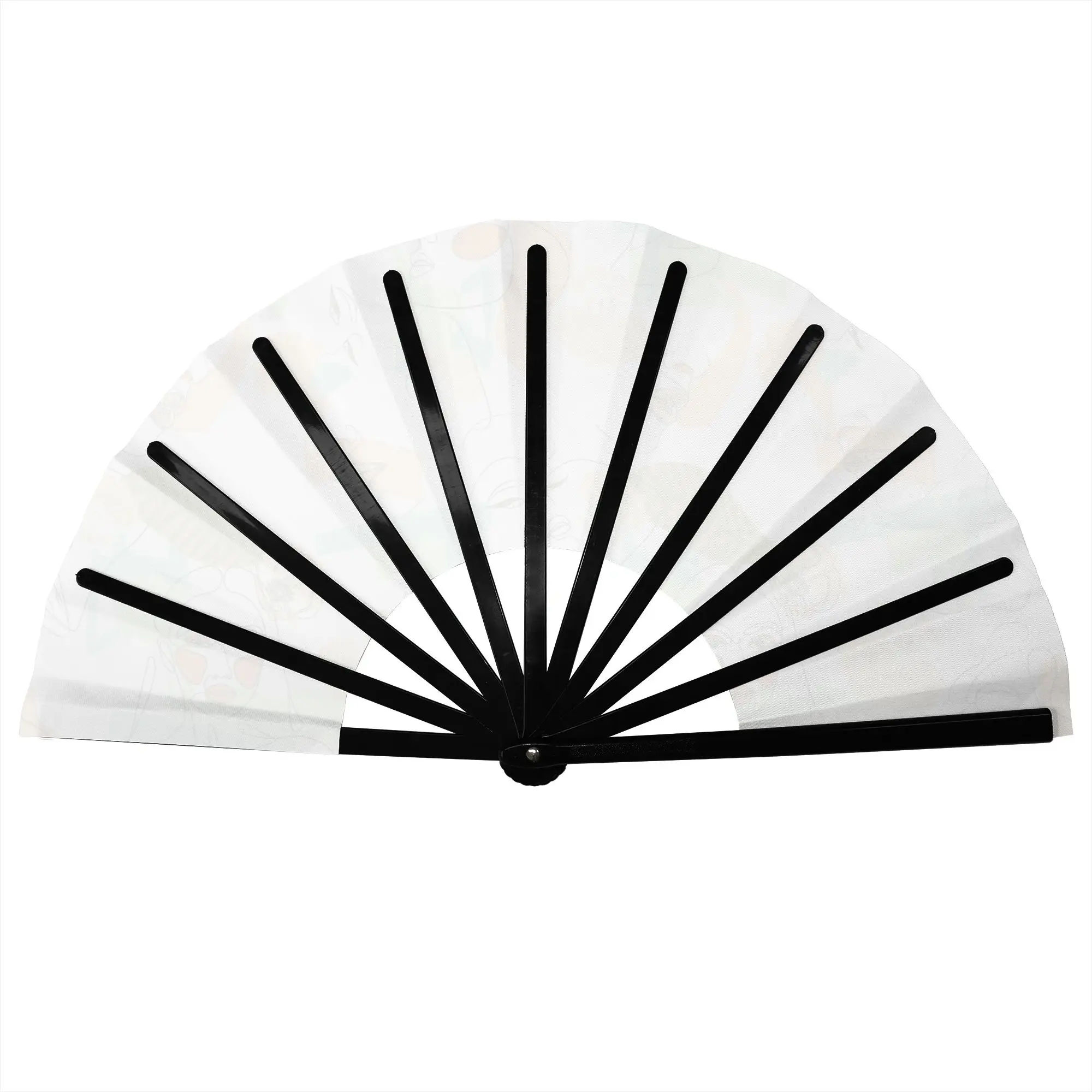 Abstract Face Traditional Folding Fan Chinese Style  High-Quality Polyester Fans Gift Classic Decorative Hand Fan