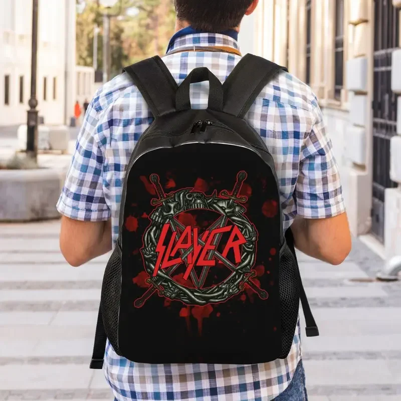 Mochila de viaje personalizada con logotipo de Heavy Metal Rock Slayers para hombres y mujeres, bolsa de libros para computadora escolar, bolsas de día para estudiantes universitarios