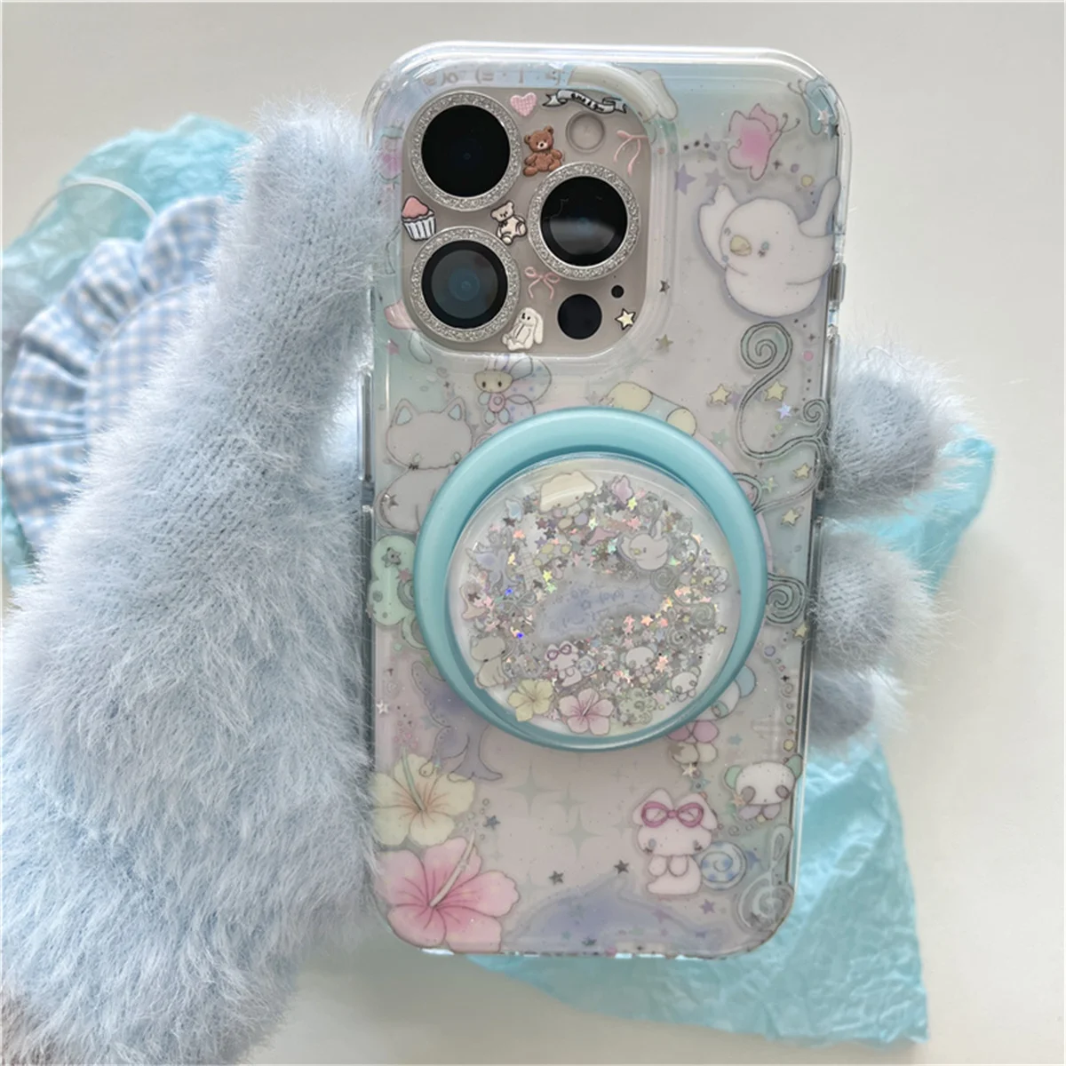 

Kawaii Mushroom Forest Animal Magnetic Stand Phone Case For iPhone 16 Pro 14 15 Pro Max Cover For Magsafe Cases