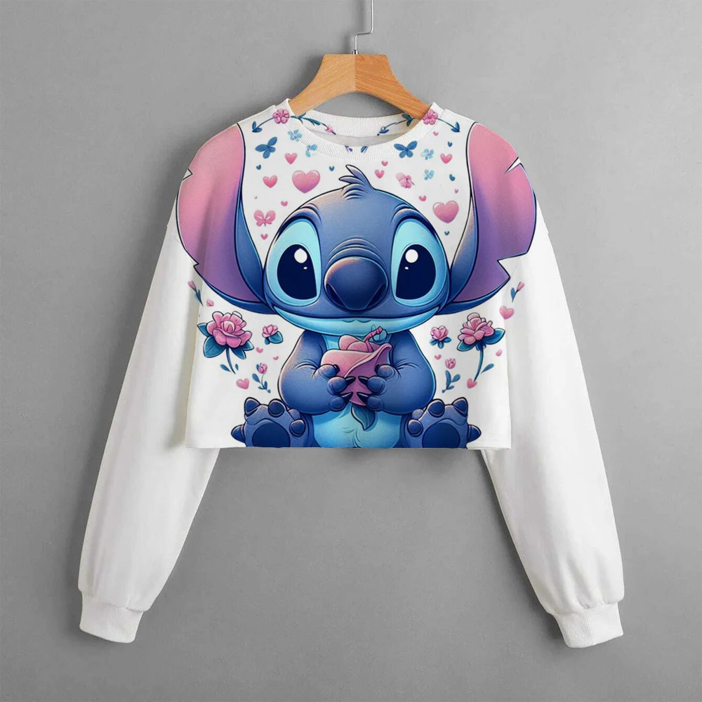 Vêtements classiques Disney pour enfants, décontractés, nouvelle collection printemps et automne, pull à capuche court imprimé pour filles, haut confortable et mignon