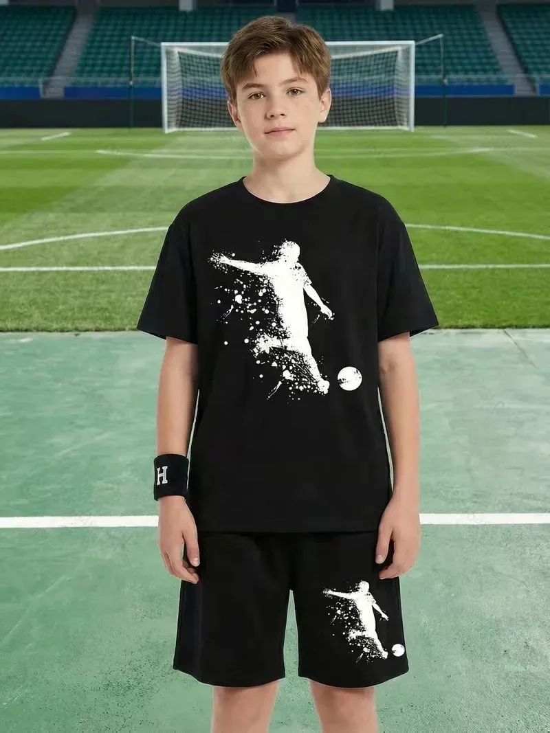 

Sports Children's T-shirt and Shorts Set with Comfortable Fabric Casual Summer Short Sleeve Kid Boy Girl Fashion Sets