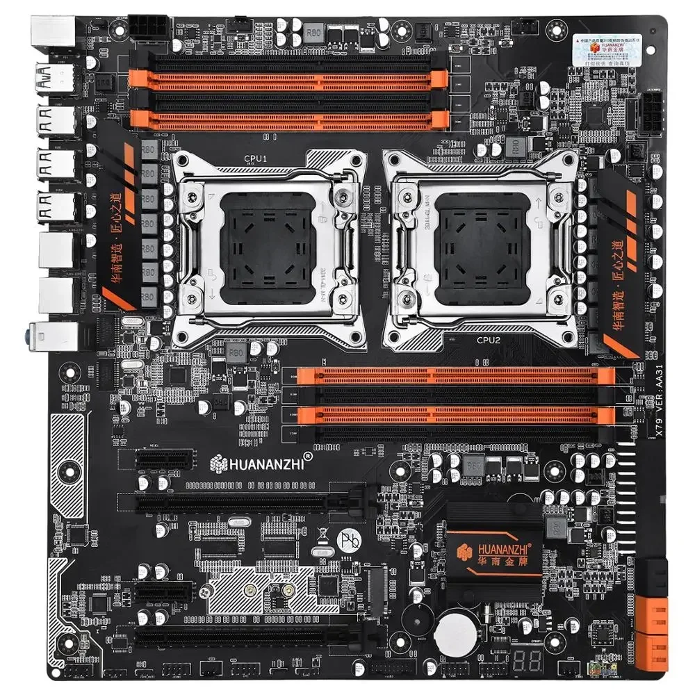 HUANANZHI X79 Dual 8D X79 Motherboard  Dual CPU LGA 2011 Xeon E5 DDR3 1333/1600/1866MHz 256GB M.2 NVME SATA3 USB3.0 E-ATX