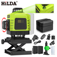 HILDA 16 Lines Green Laser Level with 2 Batteries Adjustable Window and Bracket for Building and Image Hanging New Year Gift