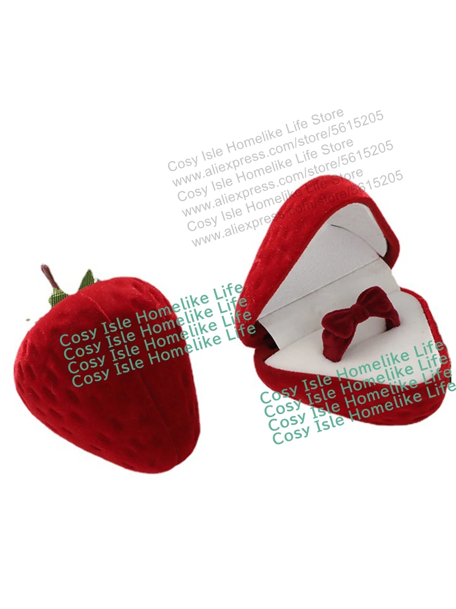 Popular Strawberry Box Cute Jewelry Boxes Ring Flocking Storage Box Fashion Earring Jewelry Box Birthday Gift Romantic Boxes
