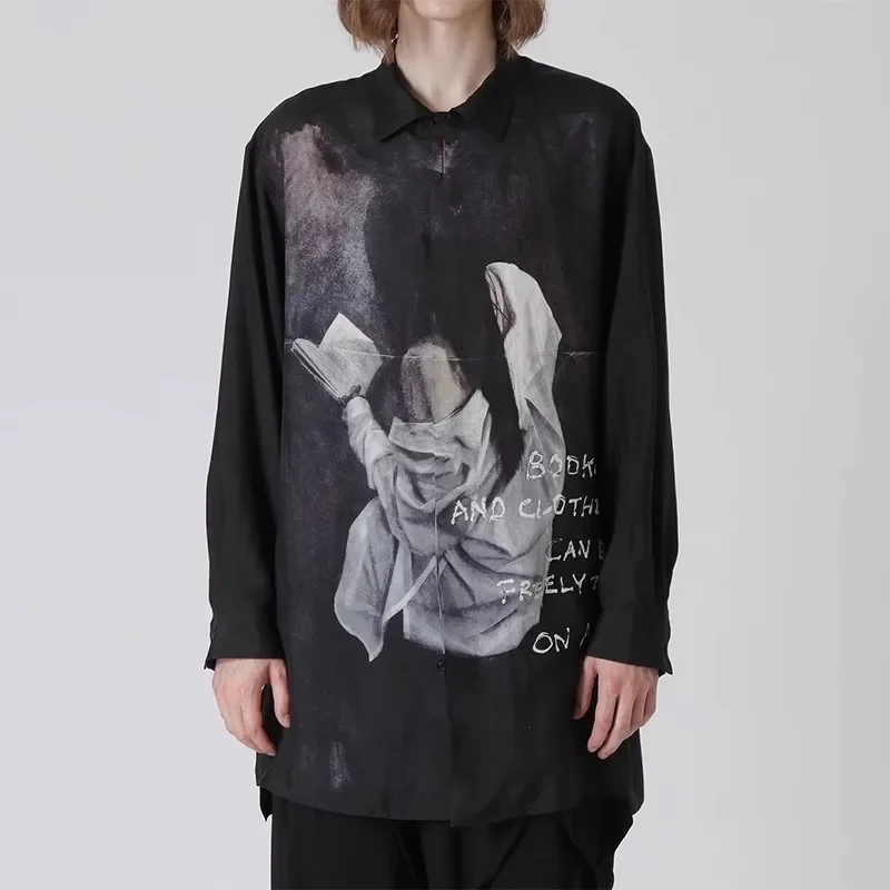 

YOJI OOAK, рубашка с длинными рукавами и принтом оригинального дизайна, женский шелковый топ с острым воротником для мужчин