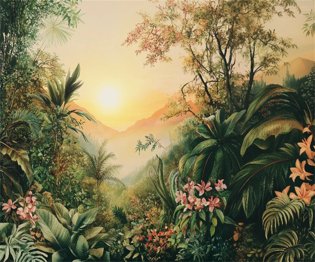 Custom any size high quality wallpaper mural tropical rainforest plant decoration living room background wall 3d wallpaper