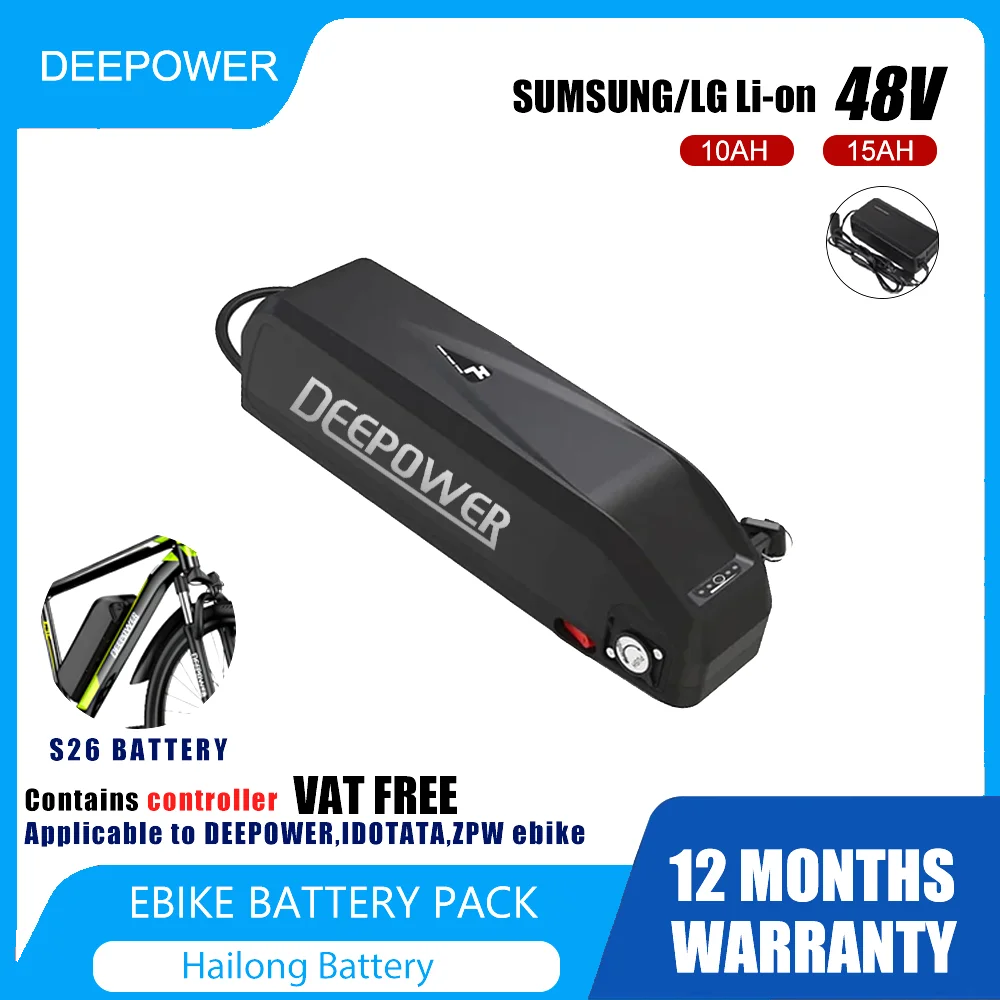 

DEEPOWER S26 Orginal 48v Hailong ebike lithium battery 10Ah 13Ah 15Ah with Controller For electric bike batteries