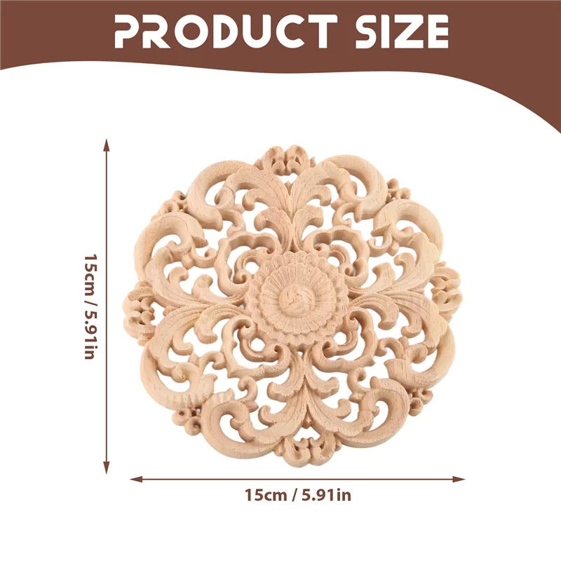 A47F-4szt. Drewniane Rzeźbione Nakładki Aplikacje Niemalowane Drewniane Aplikacje Vintage Europejski Styl Rzeźbione Naklejki do Dekoracji Mebli