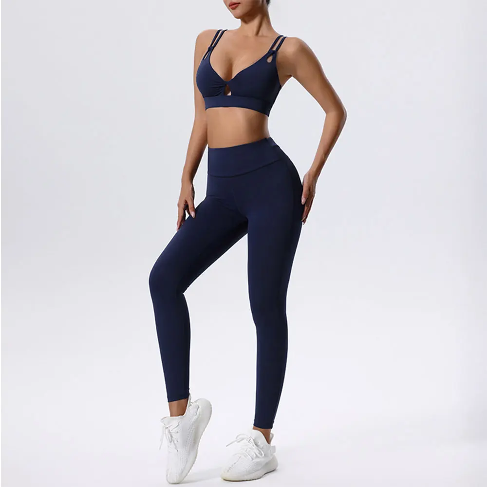 New Women's Tracksuit 2 Pieces Fitness Clothes Yoga Sets Sportswear Workout Bra High Waist Leggings Gym Clothing Sports Suit