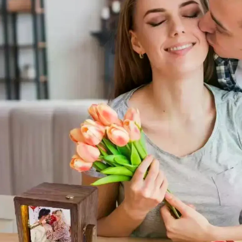 Luminous Hand Crank Photo Flip Book Frame 8/16 Photos Hand Motion Page-turning Photo Machine Decorative Easy To Install