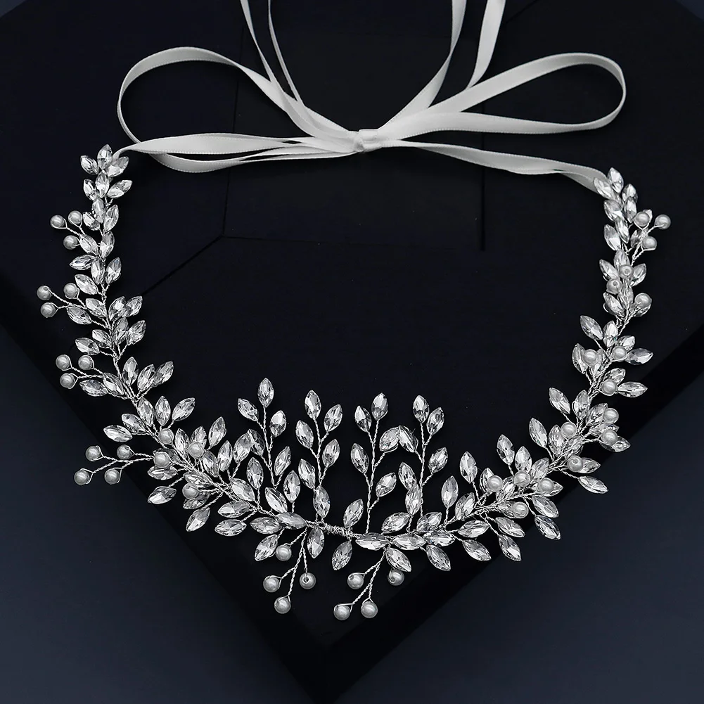 

Luxury Handmade Pearl Headband Delicate Rhinestone Hairbands European and American Bridal Hair Jewelry Accessories