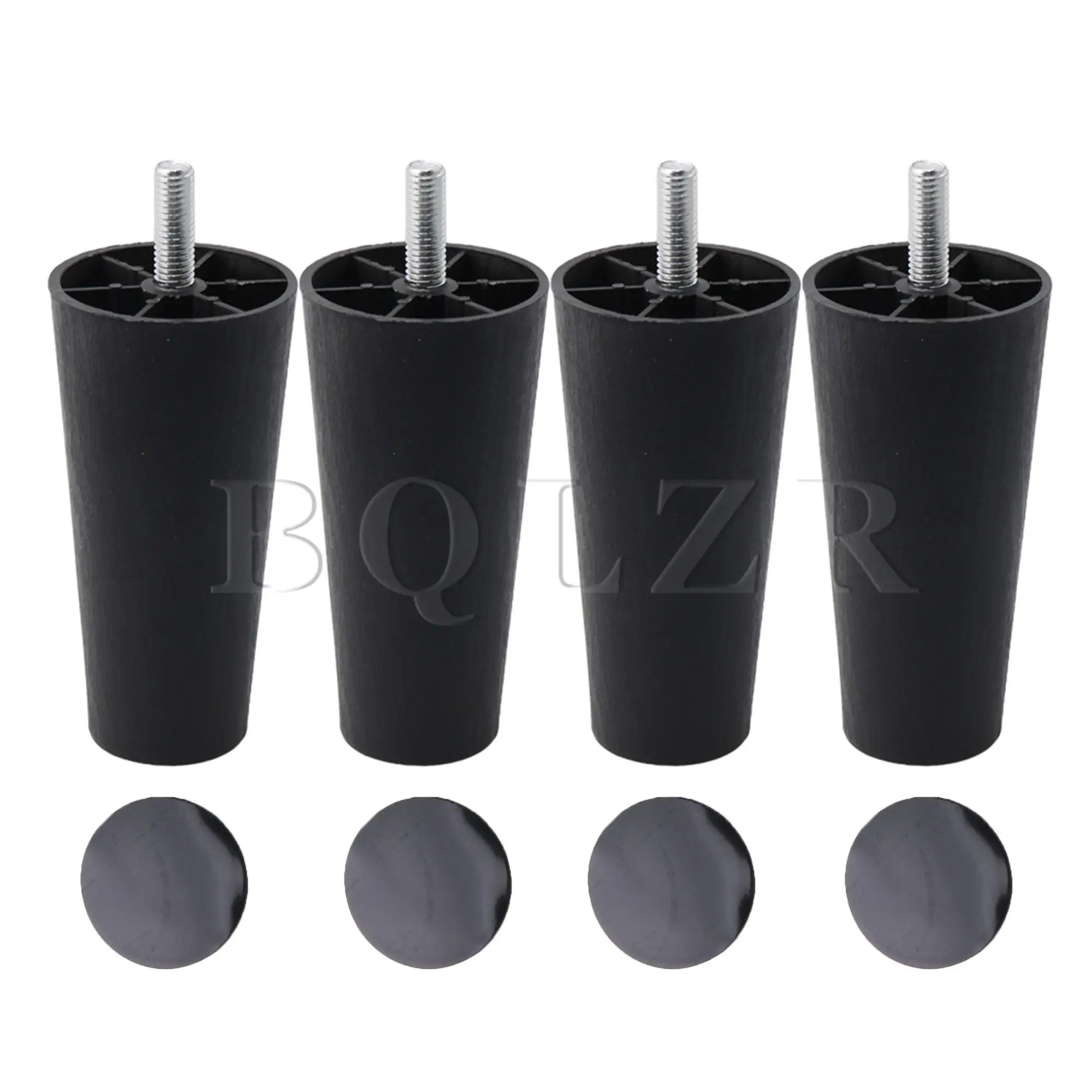 4x Round Tapered Black Plastic Furniture Legs for Sofa 120x 60 x 38mm BQLZR