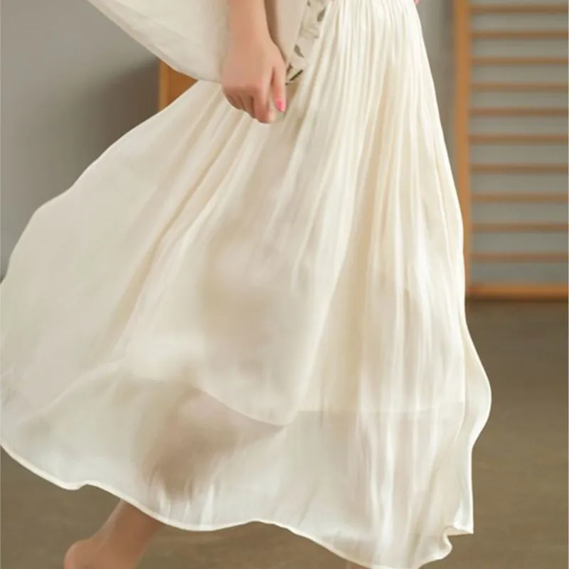 Brand Designer Skirts Hot Casual Women Summer Elegant Chic Solid Skirt High Waist Gilding Luxury Fashion Long Skirts NS5714